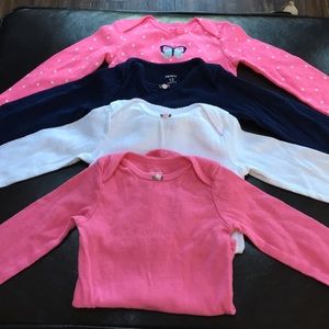Bundle of 4 long sleeve baby girl onesies 12 mon
